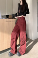 In Stock Plus Size Autumn American High Street Fried Street Ankela Red Cargo Jeans Female Autumn Piya Hot Girl Loose Red