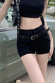 High Waist Sexy Hot Girl Versatile Temperament Casual Slimming Black Shorts with Belt - Real Shot and Real Price