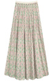 In Stock Vintage Floral Green and Pink Skirt Large Skirt Spring and Summer Korean Style Drape Elastic Waist Pleated Skirt