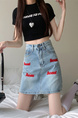 Real Shot Korean Style Sense of Design Letter Embroidery Plus Size Slimming Denim Skirt for Women A-line Hip-Wrapped Skirt Summer in Light Blue.