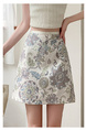 Real Shot of the Summer High Waist Skirt in Stock - Light Beige with Floral Print, Beautiful Temperament, High-End Fashion, Versatile, Slim, Small Fragrance Style