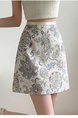 Real Shot of the Summer High Waist Skirt in Stock - Light Beige with Floral Print, Beautiful Temperament, High-End Fashion, Versatile, Slim, Small Fragrance Style