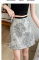 Real Shot of the Summer High Waist Skirt in Stock - Gray Floral Print, Beautiful Temperament, High-End Fashion, Versatile, Slim, Small Fragrance Style Short Skirt