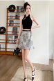 Real Shot of the Summer High Waist Skirt in Stock - Gray Floral Print, Beautiful Temperament, High-End Fashion, Versatile, Slim, Small Fragrance Style Short Skirt
