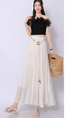 Real Shot Retro Cotton and Linen Skirt for Women 2025 Summer High Waist Slimming Drape A-line Large Hem Umbrella Skirt Pleated Dress in Ivory.