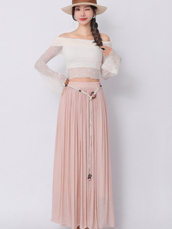 Real Shot Retro Cotton and Linen Skirt for Women 2025 Summer High Waist Slimming Drape A-line Large Hem Umbrella Skirt Pleated Dress in Pink.