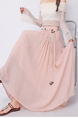 Real Shot Retro Cotton and Linen Skirt for Women 2025 Summer High Waist Slimming Drape A-line Large Hem Umbrella Skirt Pleated Dress in Pink.