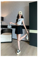 Real Shot High Waist Drawstring Design Casual Shorts for Women 2025 Summer New Style Pocket Workwear Style Slim Wide Leg Pants in Black.