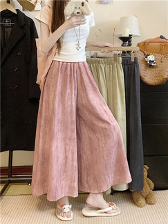 Plus Size Hot Sale Quality Tie-Dyed Ice Silk Culottes in Soft Pink - Women's Summer Thin Loose Wide Leg Pants Drape Casual Wide-Leg Skort