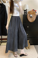 Plus Size Hot Sale Quality Tie-Dyed Ice Silk Culottes in Charcoal Gray - Women's Summer Thin Loose Wide Leg Pants Drape Casual Wide-Leg Skort