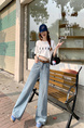Real Shot Real Price American Retro Light Blue Wide Leg Jeans - Women's New Loose Drooping Straight Mop Pants
