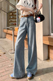 Real Shot Real Price American Retro Light Blue Wide Leg Jeans - Women's New Loose Drooping Straight Mop Pants