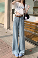 Real Shot Real Price American Retro Light Blue Wide Leg Jeans - Women's New Loose Drooping Straight Mop Pants