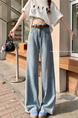 Real Shot Real Price American Retro Light Blue Wide Leg Jeans - Women's New Loose Drooping Straight Mop Pants