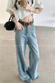 Real Shot Real Price American Retro Light Blue Wide Leg Jeans - Women's New Loose Drooping Straight Mop Pants