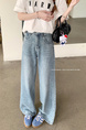 Real Shot Real Price American Retro Light Blue Wide Leg Jeans - Women's New Loose Drooping Straight Mop Pants