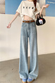 Real Shot Real Price American Retro Light Blue Wide Leg Jeans - Women's New Loose Drooping Straight Mop Pants