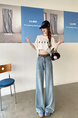 Real Shot Real Price American Retro Light Blue Wide Leg Jeans - Women's New Loose Drooping Straight Mop Pants