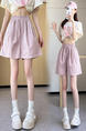 Real Shot Embroidered Button A-Line Shorts in Lavender - Women's Summer High Waist Slim Wide Leg Pants Sports Casual Versatile Elastic Waist Pants