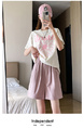 Real Shot Embroidered Button A-Line Shorts in Lavender - Women's Summer High Waist Slim Wide Leg Pants Sports Casual Versatile Elastic Waist Pants
