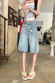 Real Shot Cost-Effective Summer New Fifth Jeans - Women's Retro Washed Light Blue Loose Straight Casual Pirate Shorts