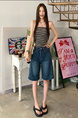 Real Shot Cost-Effective Summer New Fifth Jeans - Women's Retro Washed Dark Blue Loose Straight Casual Pirate Shorts