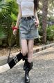 Real Shot Cost-Effective American Retro Hot Girl Embroidered Light Blue Denim Skirt - Women's High Waist Slimming A-Line Skirt with Lining