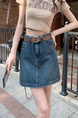 In Stock Spring and Summer New Plus Size Raw Edge Dark Blue Denim Short Skirt - Women's High Waist Petite All-Matching A-Line Skirt