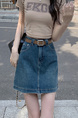 In Stock Spring and Summer New Plus Size Raw Edge Dark Blue Denim Short Skirt - Women's High Waist Petite All-Matching A-Line Skirt