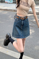 In Stock Spring and Summer New Plus Size Raw Edge Dark Blue Denim Short Skirt - Women's High Waist Petite All-Matching A-Line Skirt