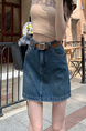 In Stock Spring and Summer New Plus Size Raw Edge Dark Blue Denim Short Skirt - Women's High Waist Petite All-Matching A-Line Skirt