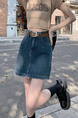 In Stock Spring and Summer New Plus Size Raw Edge Dark Blue Denim Short Skirt - Women's High Waist Petite All-Matching A-Line Skirt