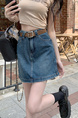 In Stock Spring and Summer New Plus Size Raw Edge Dark Blue Denim Short Skirt - Women's High Waist Petite All-Matching A-Line Skirt