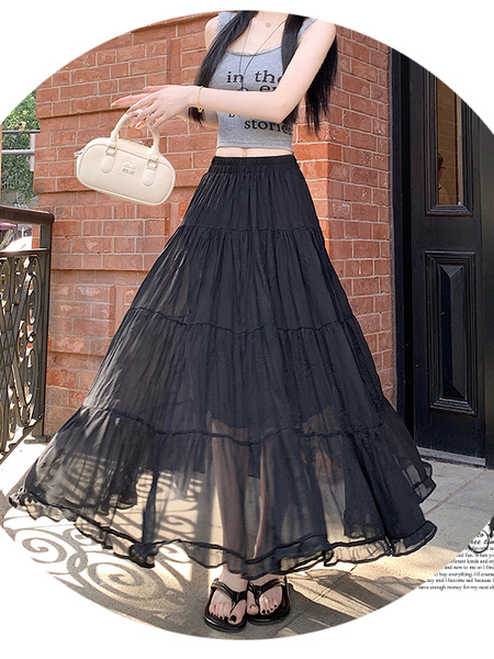 Elegant Black Chiffon Skirt – Perfect for Summer Style