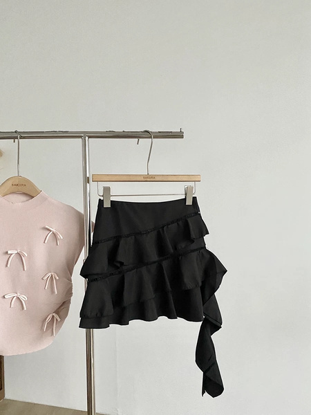 Black Ruffled Irregular Skirt – Women's Summer Ballet Style