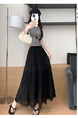 Black Lace Half-Length Pleated Skirt – Women's Summer Elegance