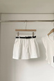 White Korean Style High Waist Slimming Loose Pocket Hip Skirt with Belt