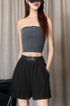 Real Shot Sports Wide-Leg Pants for Women 2025 Summer Black Elastic High Waist Loose Fashion Slim Casual Short Hot Pants