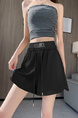 Real Shot Sports Wide-Leg Pants for Women 2025 Summer Black Elastic High Waist Loose Fashion Slim Casual Short Hot Pants