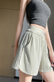 Real Shot Sports Wide-Leg Pants for Women 2025 Summer Light Beige Elastic High Waist Loose Fashion Slim Casual Short Hot Pants