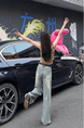Large Size Fat MM American Retro Striped Wide-Leg Jeans in Blue and Beige for Women Korean Version Loose Straight Mopping Drape Denim Trousers