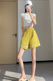 Real Shot of Ice Silk Quick-Drying Sports Shorts for Women in Mustard Yellow 2025 Summer High Waist Lace Stitching Slim A-Line Shorts Trend