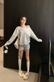 Real Shot and Real Price: Loose Striped Drawstring Casual Knitted Shorts in Beige and Black for Women