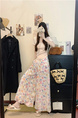 Plus Size Multi-Code Fat Mm Floral Print Bud Culottes Women Summer High Waist Slimming Tutu Half-Length Skirt Casual Wide Leg Pants in Light Floral Print