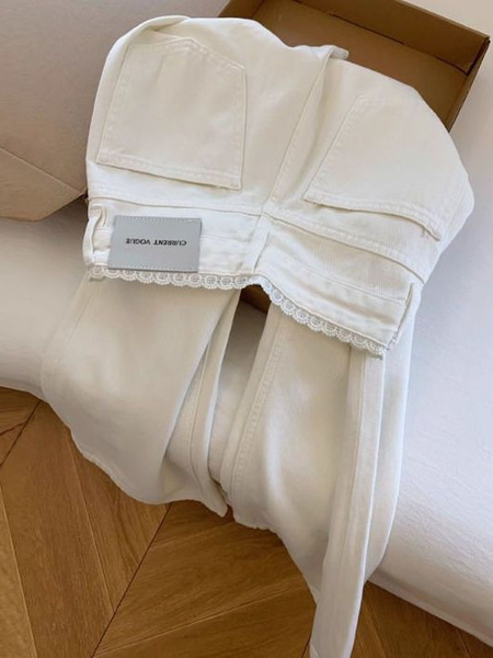 White Lace High Waist Jeans for Women 2025 Summer New Style - Tall and Thin Wide Leg Loose Narrow Straight Pants
