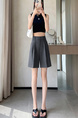 Real Shot Spot – 2024 Summer New High Waist Suit Shorts in Gray – Ice Silk A-Line Wide Leg Casual Pants for Women