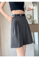 Real Shot Spot – 2024 Summer New High Waist Suit Shorts in Gray – Ice Silk A-Line Wide Leg Casual Pants for Women