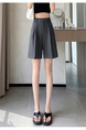 Real Shot Spot – 2024 Summer New High Waist Suit Shorts in Gray – Ice Silk A-Line Wide Leg Casual Pants for Women