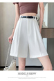 Real Shot Spot – 2024 Summer New High Waist Suit Shorts in White – Ice Silk A-Line Wide Leg Casual Pants for Women