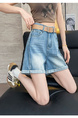 Trendy Brand Hot Style Recommendation – Thin Denim Shorts for Women in Light Blue – High Waist Loose Crotch-Covering Design